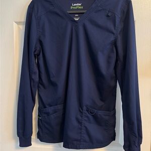 Landau ProFlex Modern Fit Scrub Top in Navy